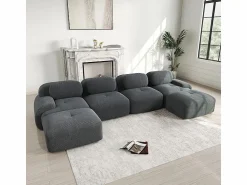 DripeX Gran sofá angular modular 388cm - de Pana - con 4 cojines y 2 otomanas - ergonómico -
