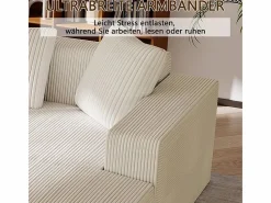 Online Gran sofá angular recto modular, de pana, con 4 cojines, sin montaje requerido, 261x146x65cm, Sofá Modular|Sofás Club