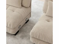 Best DripeX Gran sofá - 3 plazas - con 5 cojines - estructura madera maciza - Felpa - 313x77x81cm Beige