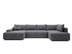 Outlet Gran sofá cama rinconera derecha panorámico tela texturizada DAVISO Sofá Xxl