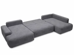 Outlet Gran sofá cama rinconera derecha panorámico tela texturizada DAVISO Sofá Xxl