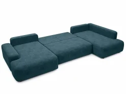 Hot Vente-unique Gran sofá cama rinconera derecha panorámico de 8 plazas en tela texturizada DAVISO Azul