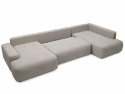 Best Vente-unique Gran sofá cama rinconera derecha panorámico 8 plazas en tela texturizada DAVISO Topo