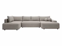 Clearance Vente-unique Gran sofá cama rinconera izquierda panorámico 8 plazas tela texturizada DAVISO Topo
