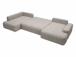 Clearance Vente-unique Gran sofá cama rinconera izquierda panorámico 8 plazas tela texturizada DAVISO Topo