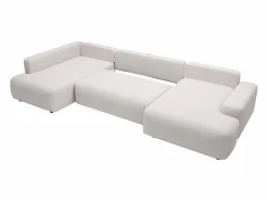 Vente-unique Gran sofá cama rinconera izquierda panorámico de 8 plazas tela texturizada DAVISO