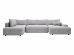 Clearance Gran sofá cama rinconera izquierda panorámico en tela texturizada DAVISO Sofá Xxl