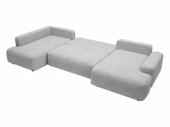 Clearance Gran sofá cama rinconera izquierda panorámico en tela texturizada DAVISO Sofá Xxl