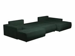 Vente-unique Gran sofá cama rinconera panorámico de pana con compartimentos AMELIA