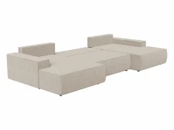 Vente-unique Gran sofá cama rinconera panorámico en tela texturizada color AMELIA