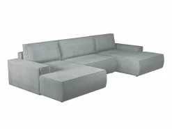 Vente-unique Gran sofá cama rinconera panorámico de pana AMELIA