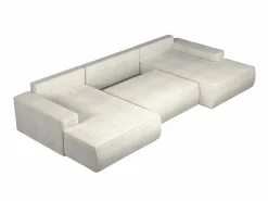 Best Vente-unique Gran sofá cama rinconera panorámico de pana arcón AMELIA Beige