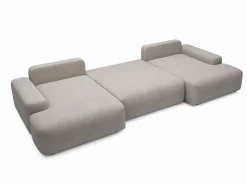 Vente-unique Gran sofá cama rinconera panorámico 7 plazas en tela texturizada DAVISO