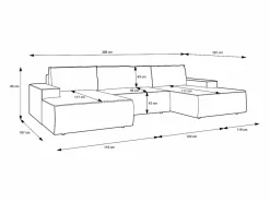 Sale Gran sofá cama rinconera panorámico en tela texturizada AMELIA Sofá Xxl