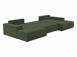 Vente-unique Gran sofá cama rinconera panorámico de tela AMELIA