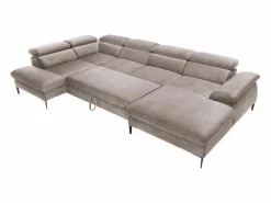 Best Vente-unique Gran sofá cama rinconera panorámico de terciopelo marrón SEPINA de Pascal Morabito Topo