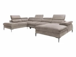 Best Vente-unique Gran sofá cama rinconera panorámico de terciopelo marrón SEPINA de Pascal Morabito Topo