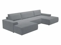 Online Vente-unique Gran sofá cama rinconera panorámico en tela texturizada AMELIA Gris