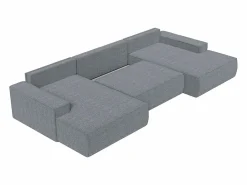 Online Vente-unique Gran sofá cama rinconera panorámico en tela texturizada AMELIA Gris