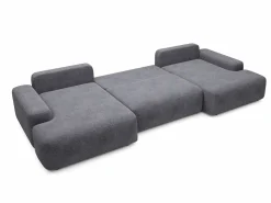 Gran sofá cama rinconera panorámico de 7 plazas en tela texturizada DAVISO Sofá Xxl