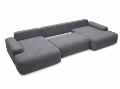Gran sofá cama rinconera panorámico de 7 plazas en tela texturizada DAVISO Sofá Xxl