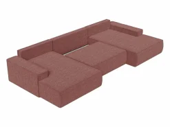 Outlet Vente-unique Gran sofá cama rinconera panorámico de tela AMELIA Terracota