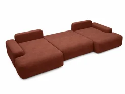 Vente-unique Gran sofá cama rinconera panorámico de 7 plazas en tela texturizada DAVISO