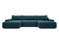 Clearance Gran sofá cama rinconera panorámico de 7 plazas en tela texturizada DAVISO Sofá Xxl