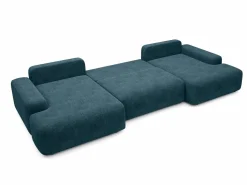 Clearance Gran sofá cama rinconera panorámico de 7 plazas en tela texturizada DAVISO Sofá Xxl