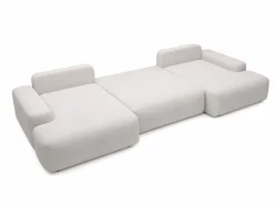 Sale Gran sofá cama rinconera panorámico de 7 plazas en tela texturizada DAVISO Sofá Xxl