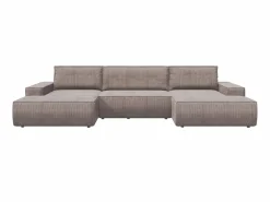 Vente-unique Gran sofá cama rinconera panorámico de pana AMELIA