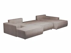 Vente-unique Gran sofá cama rinconera panorámico de pana AMELIA