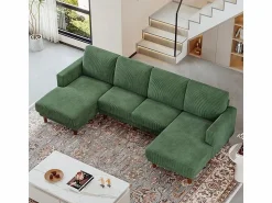 Outlet Gran sofá de esquina panorámico - 4 plazas - chaise longue 109cm - de pana - 269x140x86 - Sofá De Terciopelo|Sofá - 4 Plazas