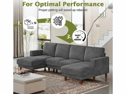 Sale Gran sofá de esquina panorámico - 4 plazas - chaise longue 109cm - de pana - 269x140x86 - Todos Los Sofás|Sofá De Terciopelo