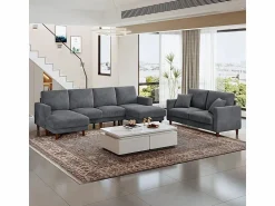 Sale Gran sofá de esquina panorámico - 4 plazas - chaise longue 109cm - de pana - 269x140x86 - Todos Los Sofás|Sofá De Terciopelo