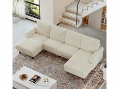 New Gran sofá de esquina panorámico - 4 plazas - chaise longue 109cm - de pana - 269x140x86 - Sofá De Terciopelo|Sofás Club