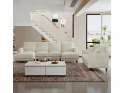 New Gran sofá de esquina panorámico - 4 plazas - chaise longue 109cm - de pana - 269x140x86 - Sofá De Terciopelo|Sofás Club