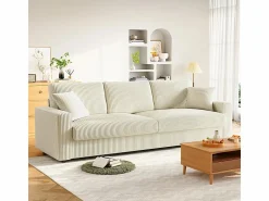 Hot Gran sofá en terciopelo acanalado con 2 cojines - - 256 x 89 x 88 cm Todos Los Sofás