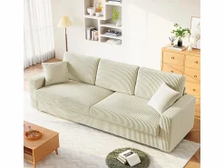 Hot Gran sofá en terciopelo acanalado con 2 cojines - - 256 x 89 x 88 cm Todos Los Sofás