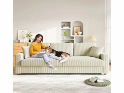 Hot Gran sofá en terciopelo acanalado con 2 cojines - - 256 x 89 x 88 cm Todos Los Sofás