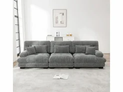 Sale Gran sofá - 3 plazas - con 5 cojines - estructura madera maciza - Felpa - 313x77x81cm Sofás Club|Sofá - 3 Plazas