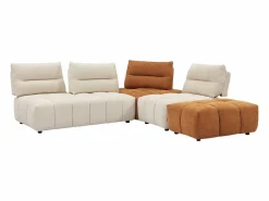Vente-unique Gran sofá rinconera con respaldo avanzable y reclinable en tela beige y terracota APOLIU