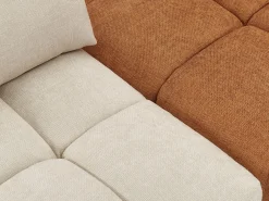 Vente-unique Gran sofá rinconera con respaldo avanzable y reclinable en tela beige y terracota APOLIU