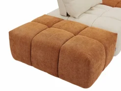 Vente-unique Gran sofá rinconera con respaldo avanzable y reclinable en tela beige y terracota APOLIU