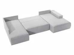 Gran sofá rinconera derecha panorámico convertible en terciopelo claro AMELIA Sofás Y Sillones|Sofá Xxl