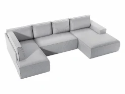 Gran sofá rinconera derecha panorámico convertible en terciopelo claro AMELIA Sofás Y Sillones|Sofá Xxl