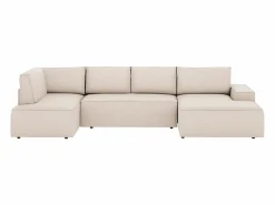 Discount Vente-unique Gran sofá rinconera derecha panorámico en tela texturizada AMELIA Beige