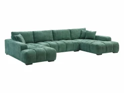 New Vente-unique Gran sofá rinconera en tela texturizada BERENIA Verde