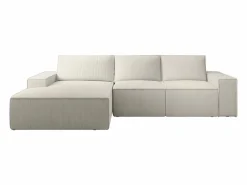 Hot Vente-unique Gran sofá rinconera izquierda de pana AMELIA Beige