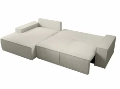 Hot Vente-unique Gran sofá rinconera izquierda de pana AMELIA Beige